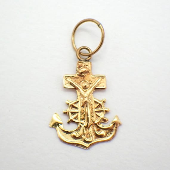 Anchor Cross Pendant 10K Yellow Gold