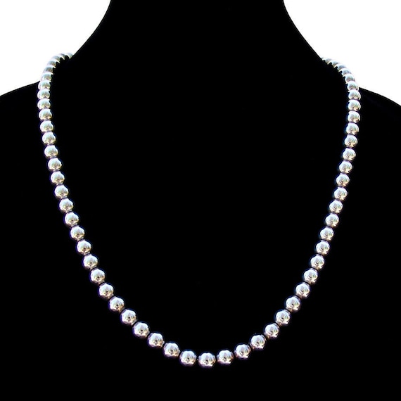 Round Sterling Silver Bead Necklace