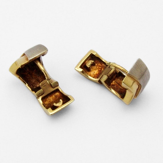 Two Tone Huggie Earrings 14K Gold - image 3