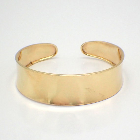 Wide Cuff Bracelet 14K Gold Italy - image 1