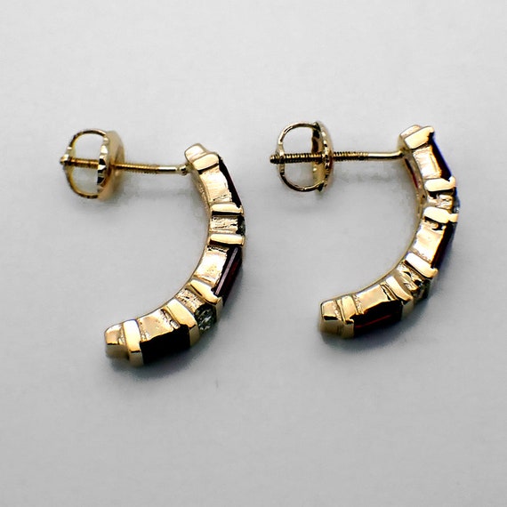 Ruby Diamond Earrings 14K Yellow Gold Screw Posts - image 2
