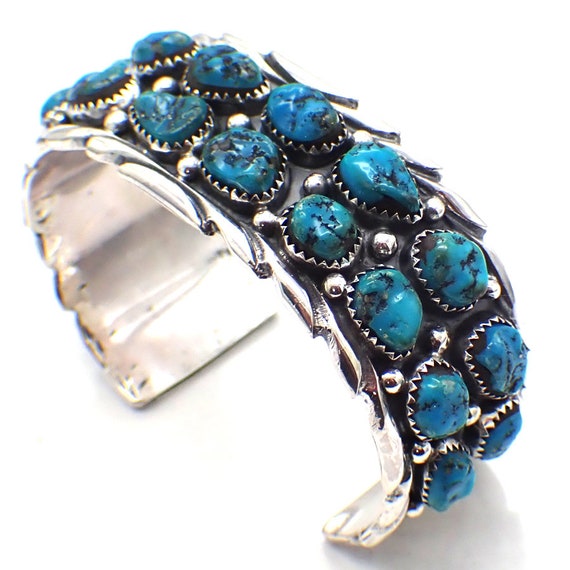 Navajo Old Pawn Cuff Bracelet Turquoise Sterling S