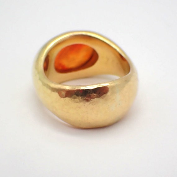 Carnelian Intaglio Ring 18K Yellow Gold Hammered … - image 6