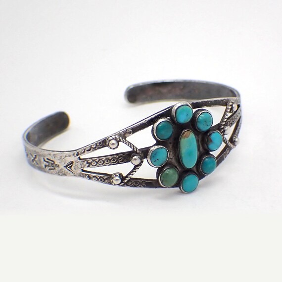 Native American Style Cuff Bracelet Turquoise Ste… - image 2