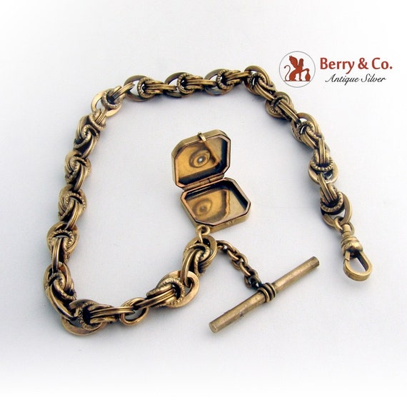 Antique Watch Chain Locket Pendant Diamond Accent… - image 4