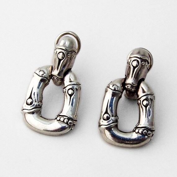 John Hardy Bamboo Door Knocker Earrings Sterling Silver Bali