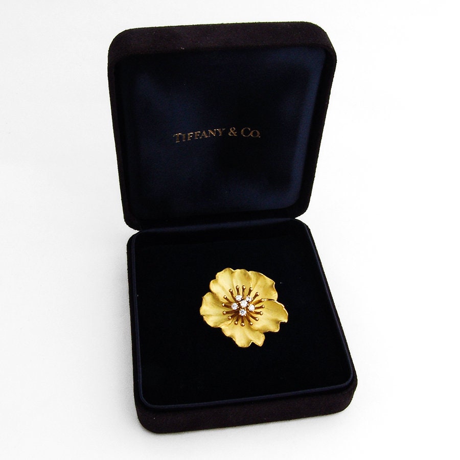 Tiffany Diamond Dogwood Flower Brooch 18 K Gold - Etsy