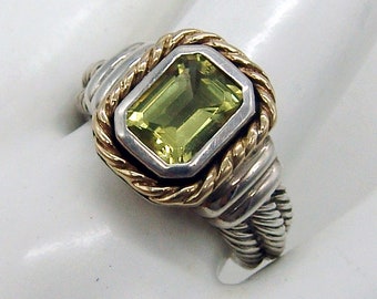 Citrine Ring 14K Gold Bezel Sterling Silver