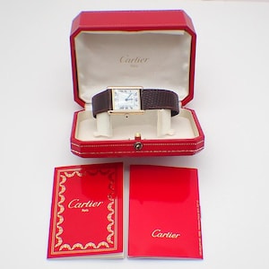 Authentic Cartier Tank Solo Watch 18K Gold Quartz Swiss Made