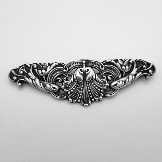 Ornate Floral Brooch Gorham Sterling Silver 1893