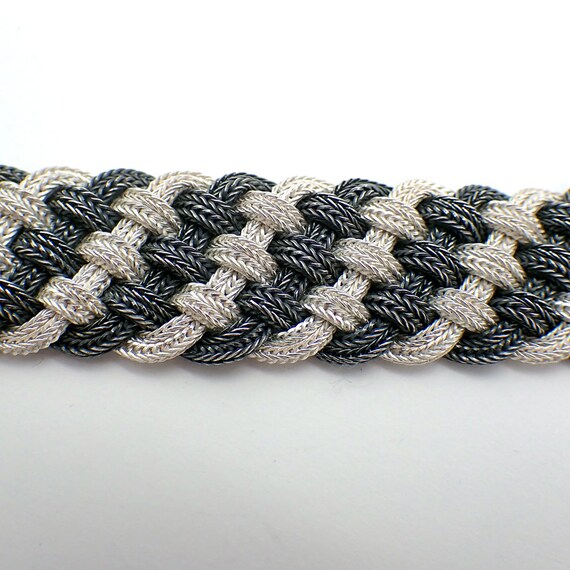 Two Tone Braided Chain Bracelet Sterling Silver P… - image 2