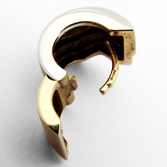 Two Tone Huggie Earrings 14K Gold - image 5
