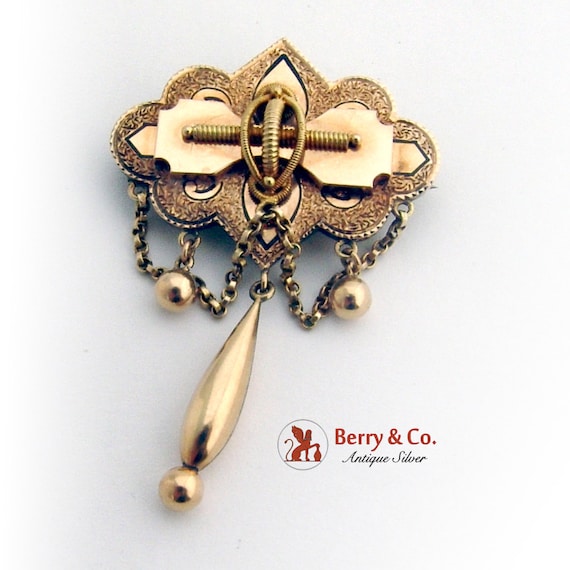 Antique Victorian Intricate Brooch Dangle Decorat… - image 2