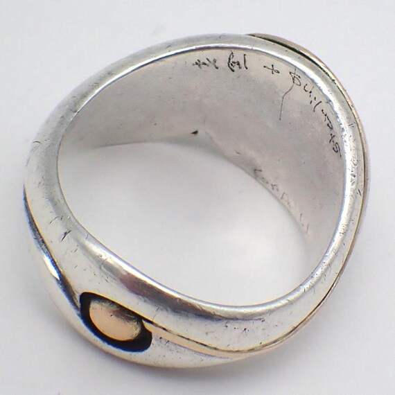Modernist Statement Ring Sterling Silver 14K Gold - image 4