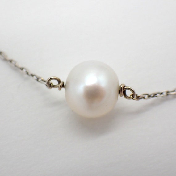 Pearl Station Necklace 18K White Gold - image 2