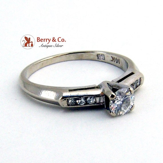 Diamond Engagement Ring 14K White Gold - image 2