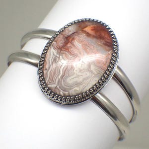 Picture Agate Cuff Bracelet Sterling Silver