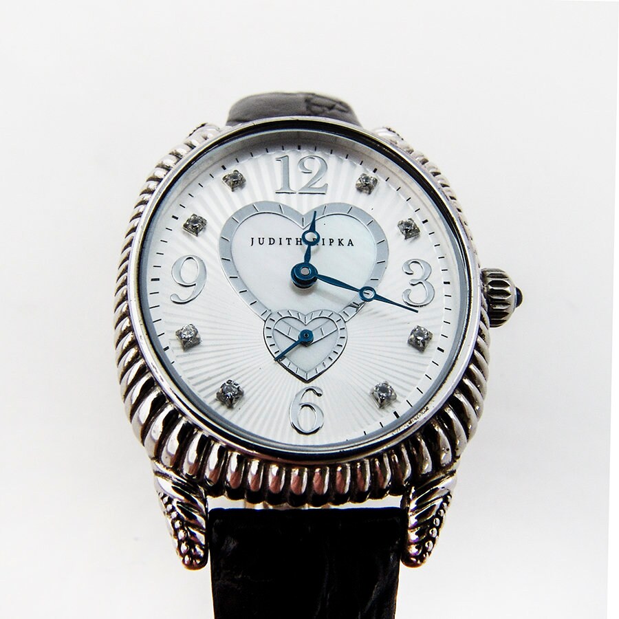 Judith Ripka Sterling Mother of Pearl Sub Dial Black Strap  display picture 3