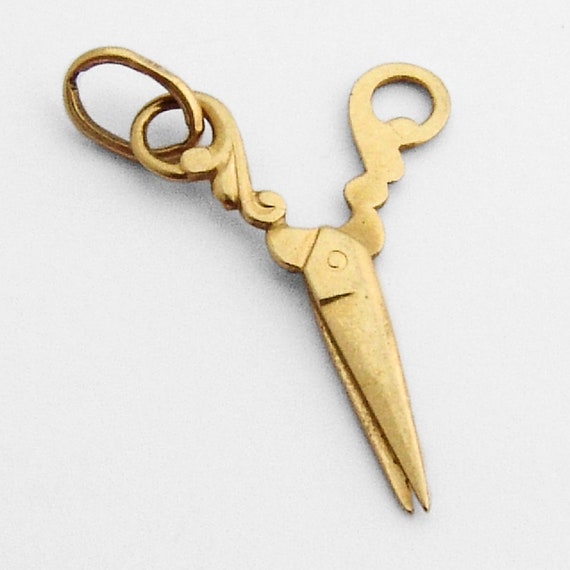 Scissors Charm Pendant 14K Gold - image 2