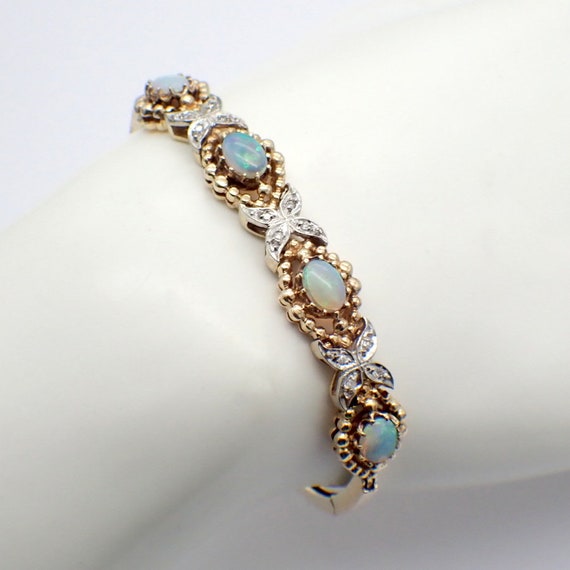Opal and Diamond Bracelet 14K Gold