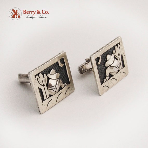 Plafina Sleeping Mexican Cufflinks Sterling Silver Handmade