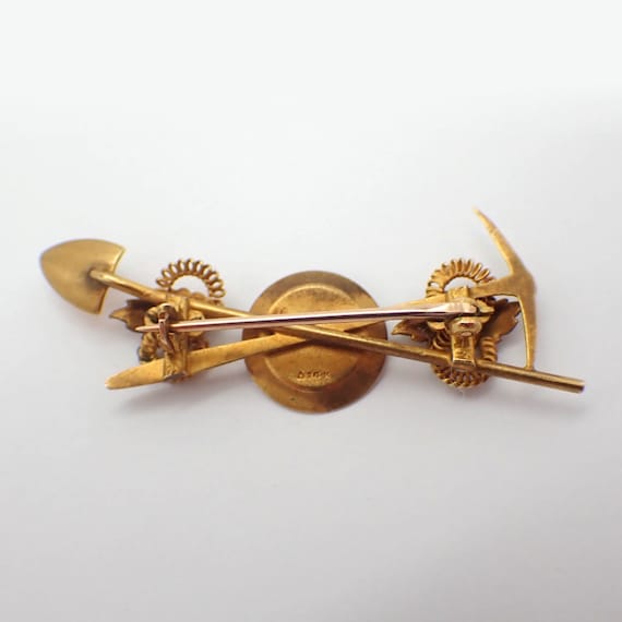 アンティーク ゴールドラッシュ テーマ ピンブローチ 14K ゴールド