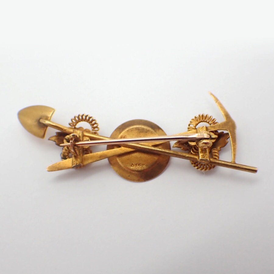 アンティーク ゴールドラッシュ テーマ ピンブローチ 14K ゴールド