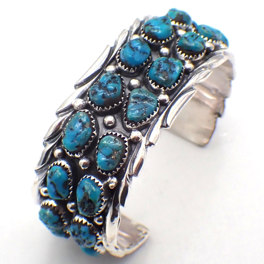 Navajo Old Pawn Cuff Bracelet Turquoise Sterling Silver - Etsy