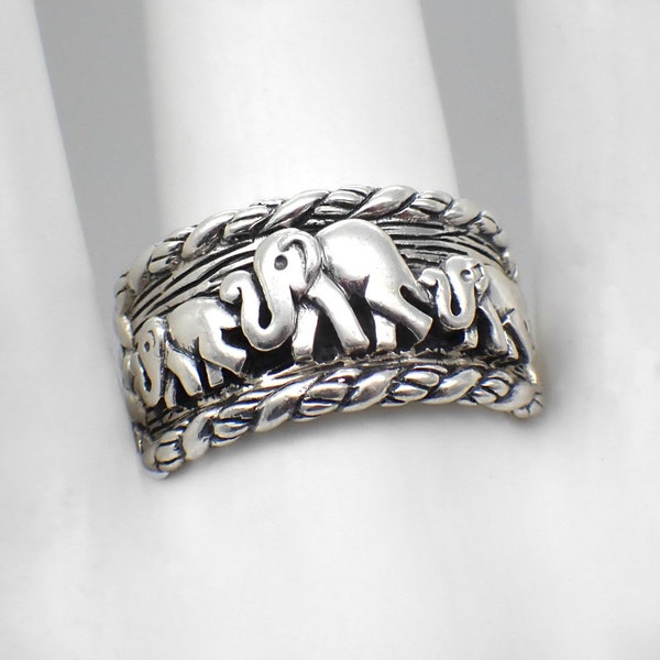 John Hardy Jai Elephant Wide Band Ring Sterling Silver