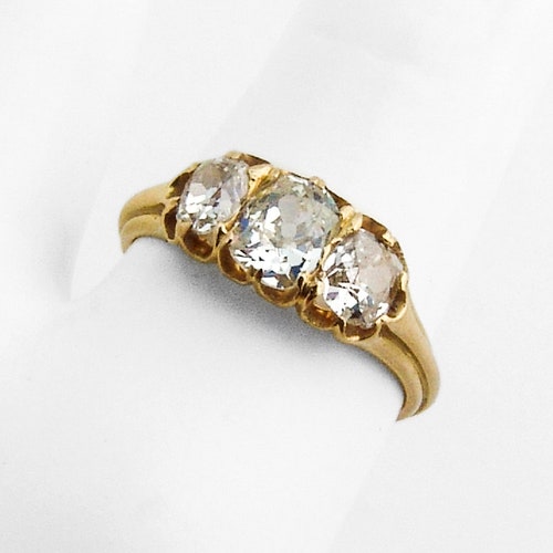 Antique Victorian Old Mine Cut Diamond 18K Yellow Gold Cluster - Etsy