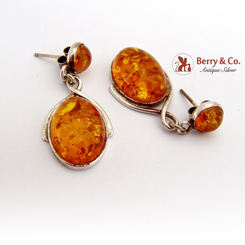 Oval Treated Amber Dangle Earrings Sterling Silver SaLe sALe