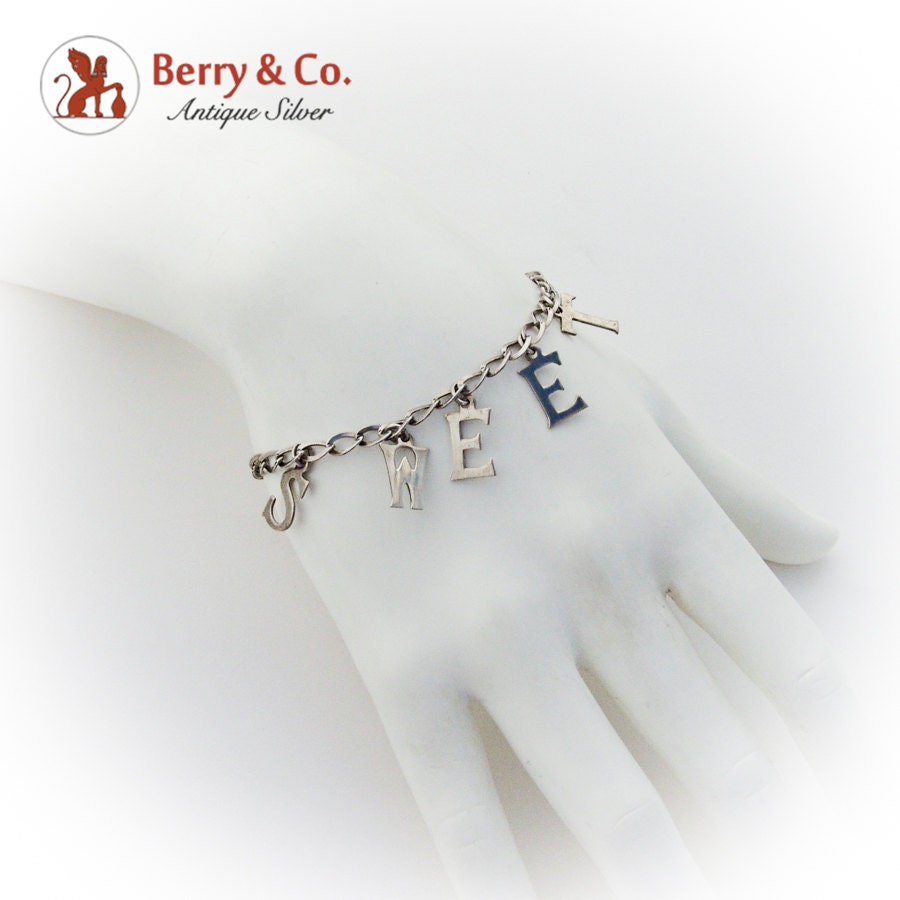 Silver Bangle with Letter E Charm