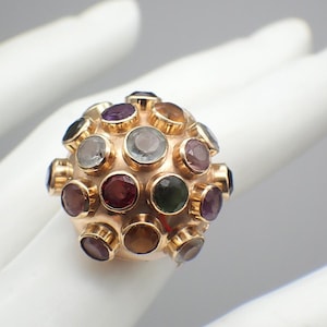 Sputnik Statement Ring 14K Gold Multi Stone