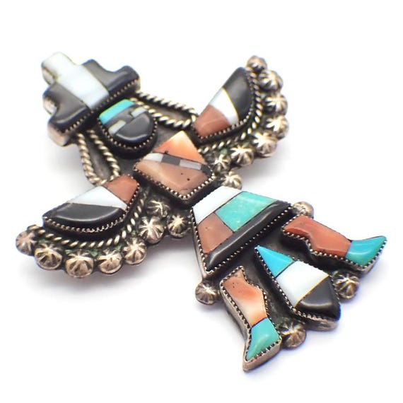 Zuni Knifewing Dancer Pin Multi Stone Inlay Sterl… - image 2