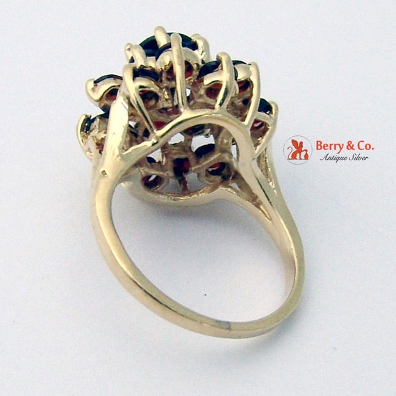 Garnet Cluster Ring 14K Gold Cocktail Ring - image 3