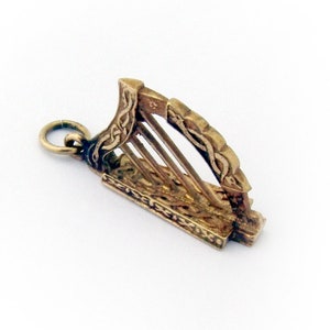 Irish Celtic Style Harp Charm Pendant 9 K Yellow Gold