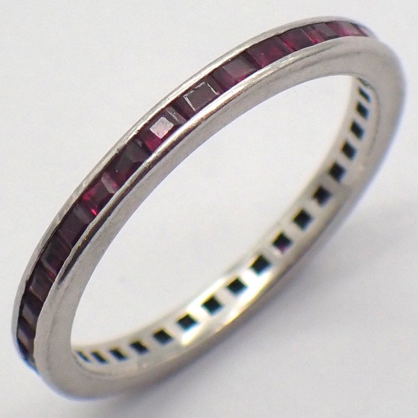 Synthetic Ruby Eternity Ring Platinum