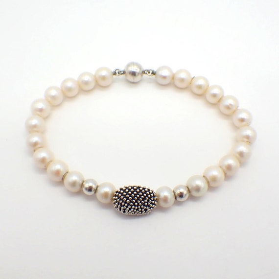 Michael Dawkins Pearl Bracelet Sterling Silver Magnetic Clasp Etsy Australia