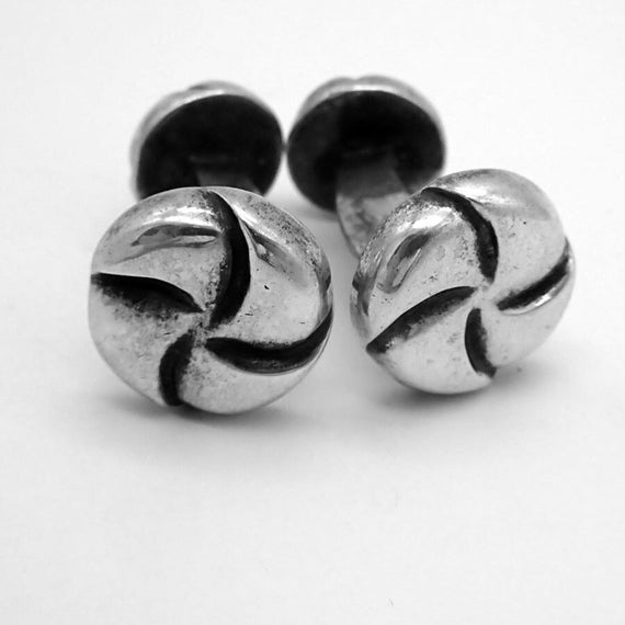 Round Cufflinks Handmade Sterling Silver Mexico - image 1