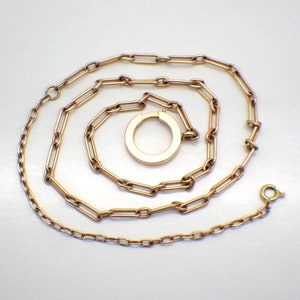 Long Pocket Watch Chain Necklace 14K Gold
