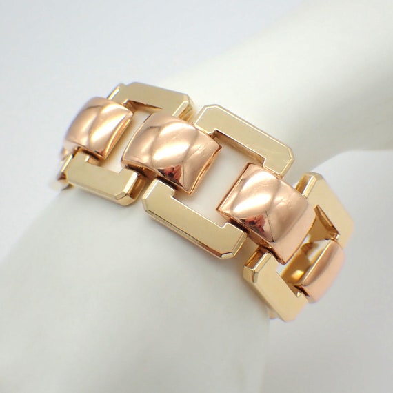 Massive Chain Bracelet Two Tone 14K Gold Foro Ita… - image 2