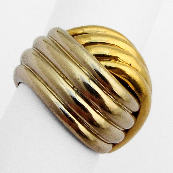 Overlapping Statement Ring Two Tone 18K Gold - image 1