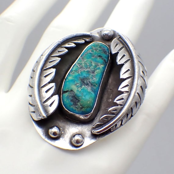 Navajo Large Ring Sterling Silver Turquoise