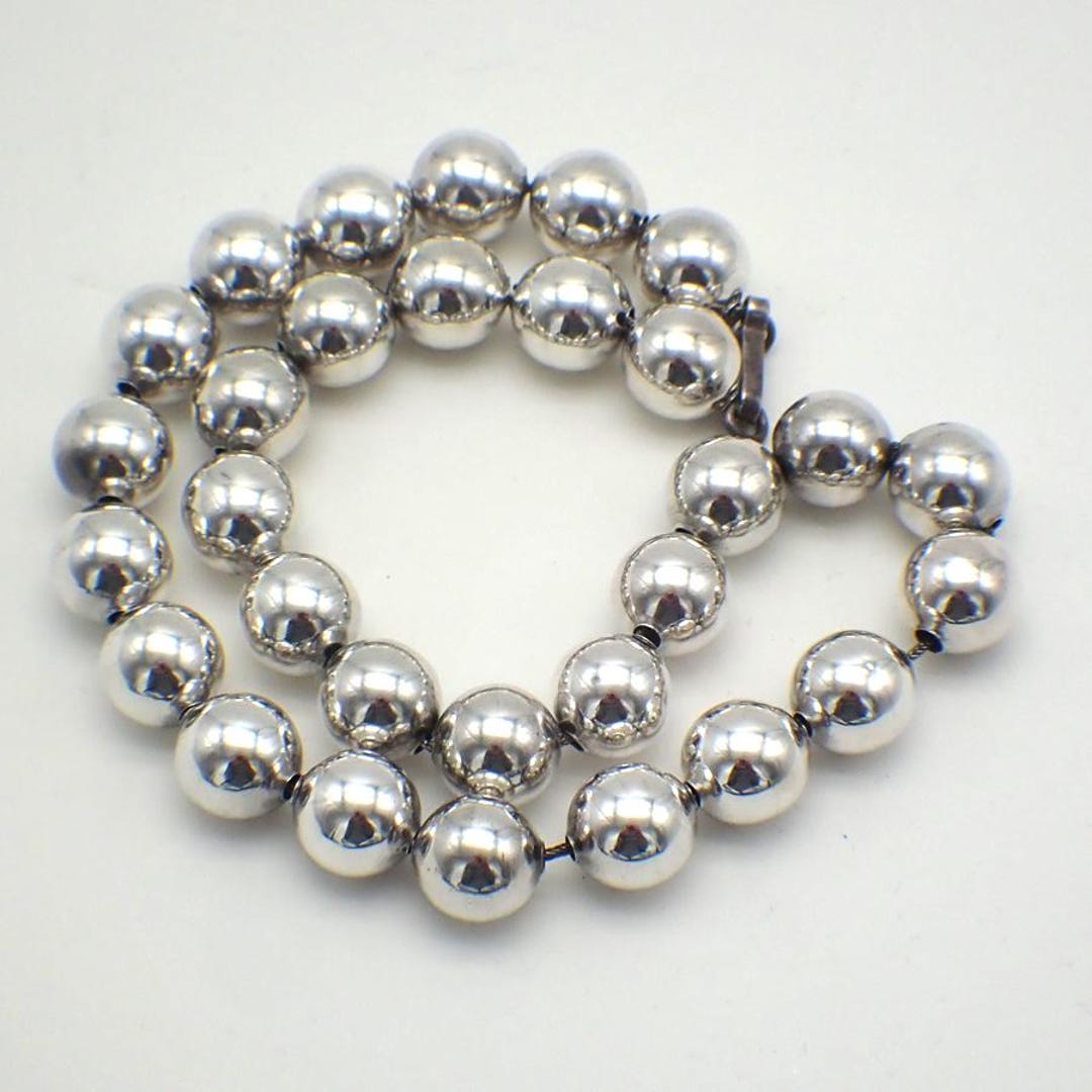 Silver Bead Necklace Ronnie and Ramil Glodove Sterling Silver - Etsy