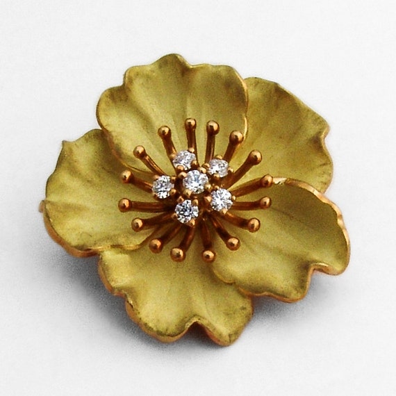 Tiffany Diamond Dogwood Flower Brooch 18 K Gold - Etsy