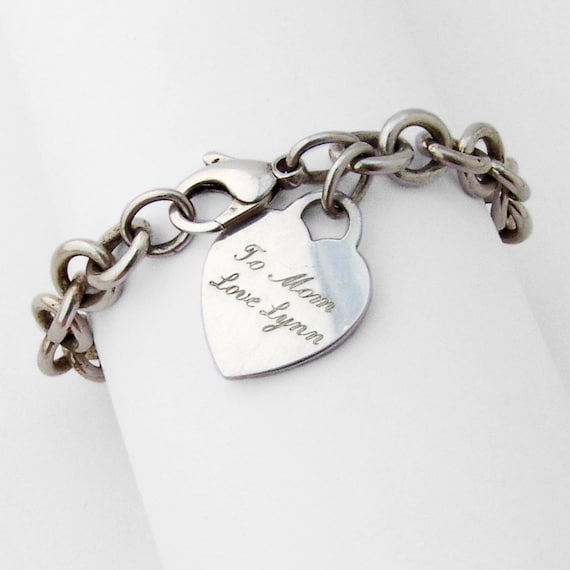 Buy Authentic Tiffany & Co. Sterling Silver Heart Tag Toggle Bracelet,  Vintage Tiffany Co 925 Silver Blank Heart Charm Pendant Toggle Bracelet  Online in India - Etsy