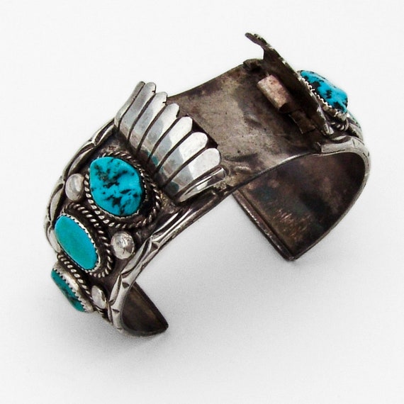 119 Gram Mask Navajo Turquoise Coral Native American Jewelry Silver Cast Bracelet 119 Gram Mask Navajo Turquoise Coral Native American Jewelry Silver Cast Bracelet