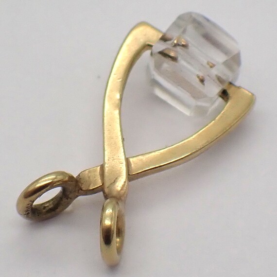 Ice Cube Tongs Charm Pendant 14K Gold - image 1