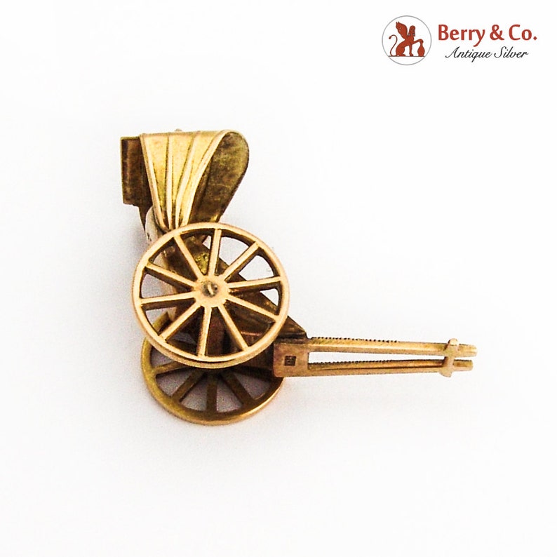 Pulled Rickshaw Movable Charm Pendant 14K Gold
