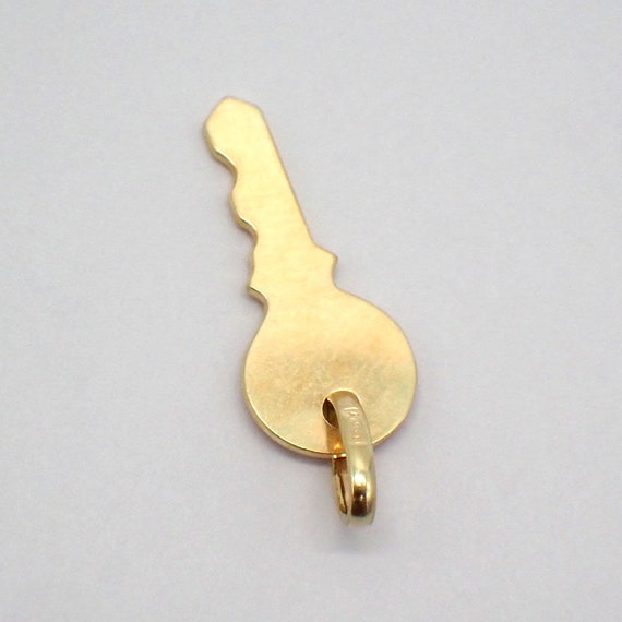 Key Charm Pendant 14K Gold Italy - image 2